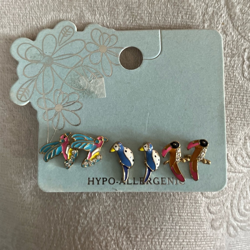 Colorful Bird Earrings Set
